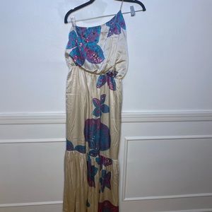 Halston Heritage Floral Tan Dress
